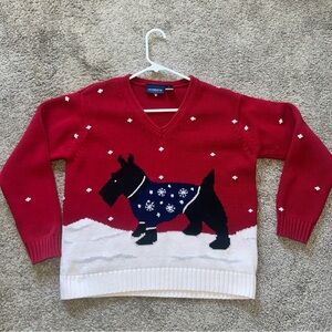 Liz Claiborne Red Sweater with Dog Design